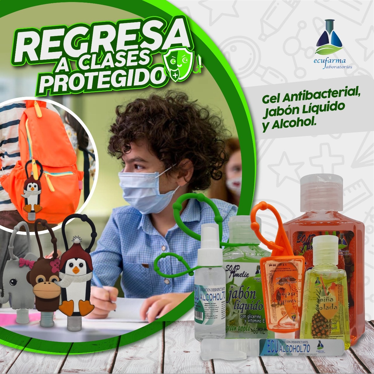 Gel antibacterial Estuche Animalitos